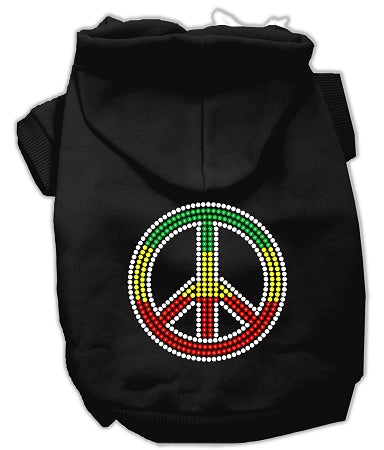 Rasta Peace Sign Hoodie Black L GreatEagleInc