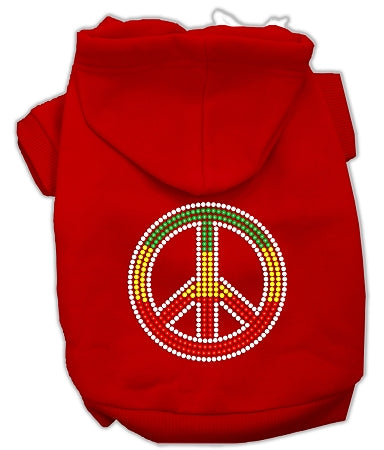 Rasta Peace Sign Hoodie Red L GreatEagleInc