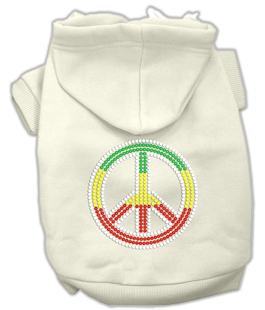 Rasta Peace Sign Hoodie Cream M GreatEagleInc