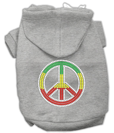 Rasta Peace Sign Hoodie Grey M GreatEagleInc