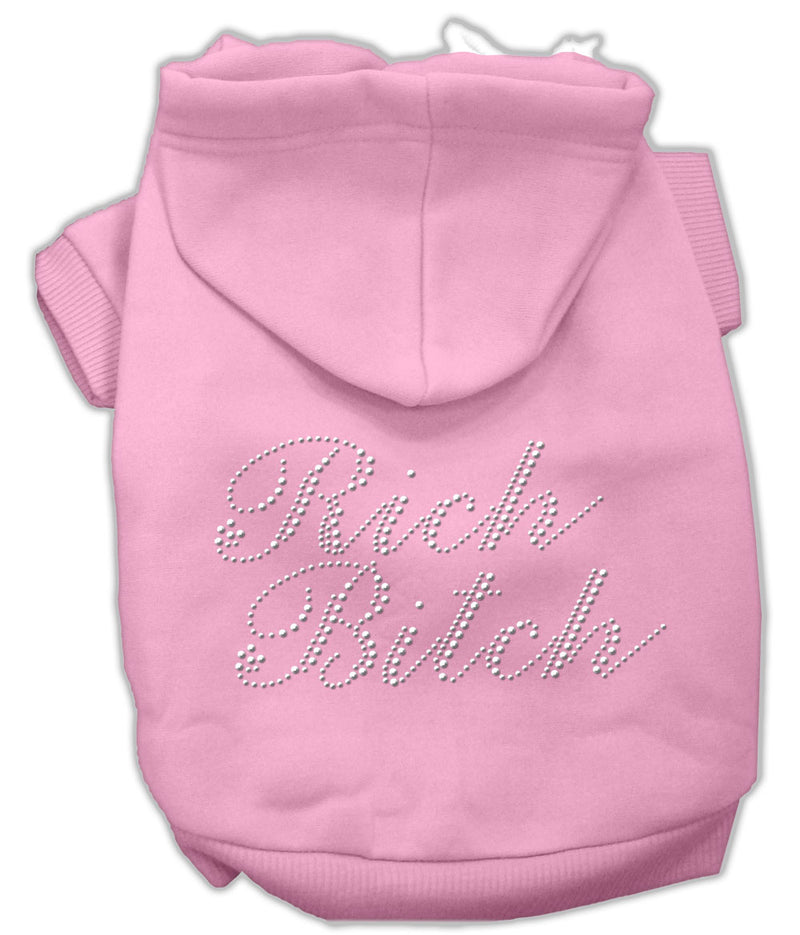 Rich Bitch Rhinestone Hoodies Pink L GreatEagleInc