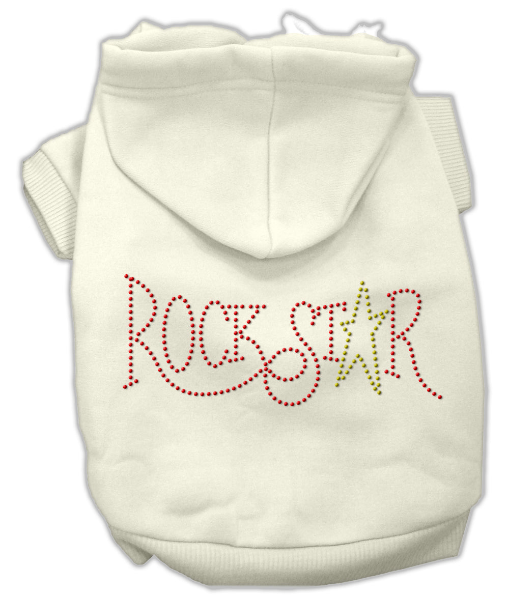 Rock Star Rhinestone Hoodies Cream S GreatEagleInc