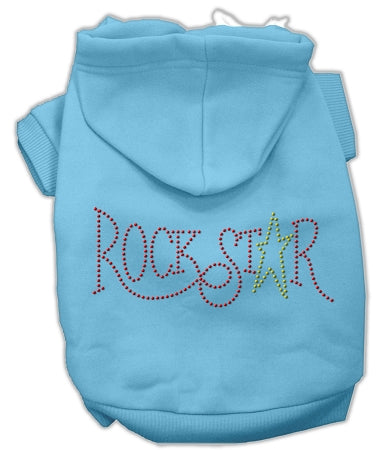 Rock Star Rhinestone Hoodies Baby Blue Xs GreatEagleInc