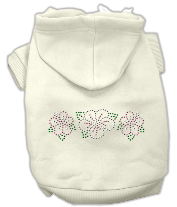 Tropical Flowers Rhinestone Hoodies Cream M GreatEagleInc