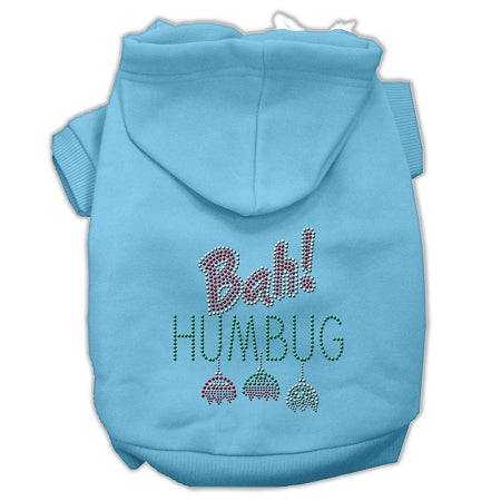 Bah Humbug Rhinestone Hoodies Baby Blue L GreatEagleInc