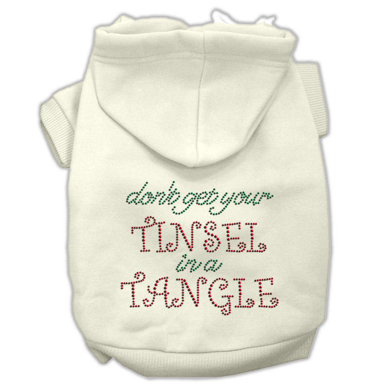 Tinsel In A Tangle Rhinestone Hoodies Cream L GreatEagleInc
