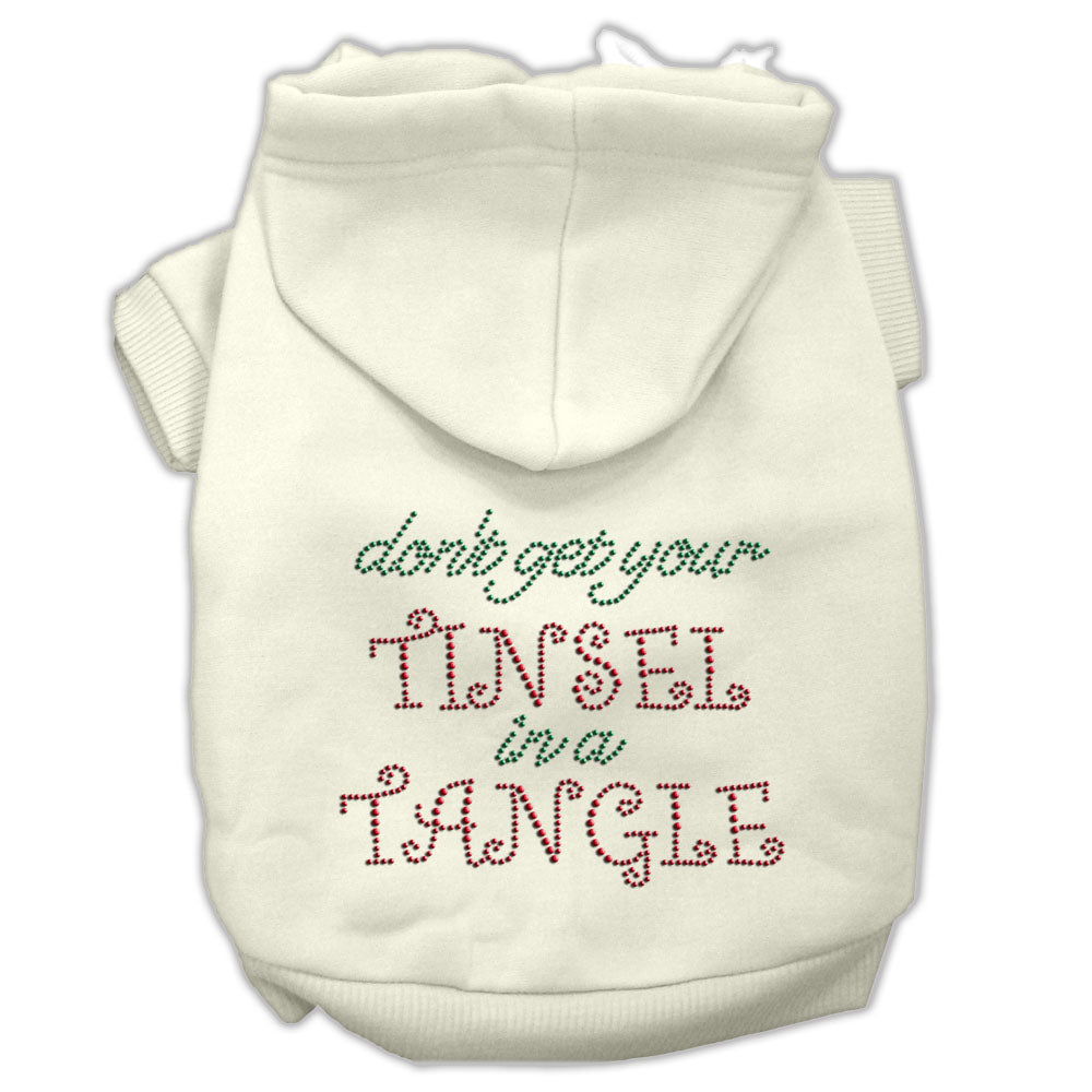 Tinsel In A Tangle Rhinestone Hoodies Cream S GreatEagleInc