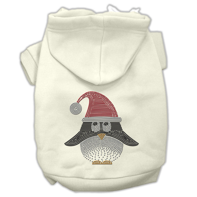 Santa Penguin Rhinestone Hoodies Cream L GreatEagleInc