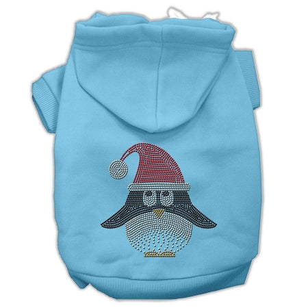 Santa Penguin Rhinestone Hoodies Baby Blue M GreatEagleInc