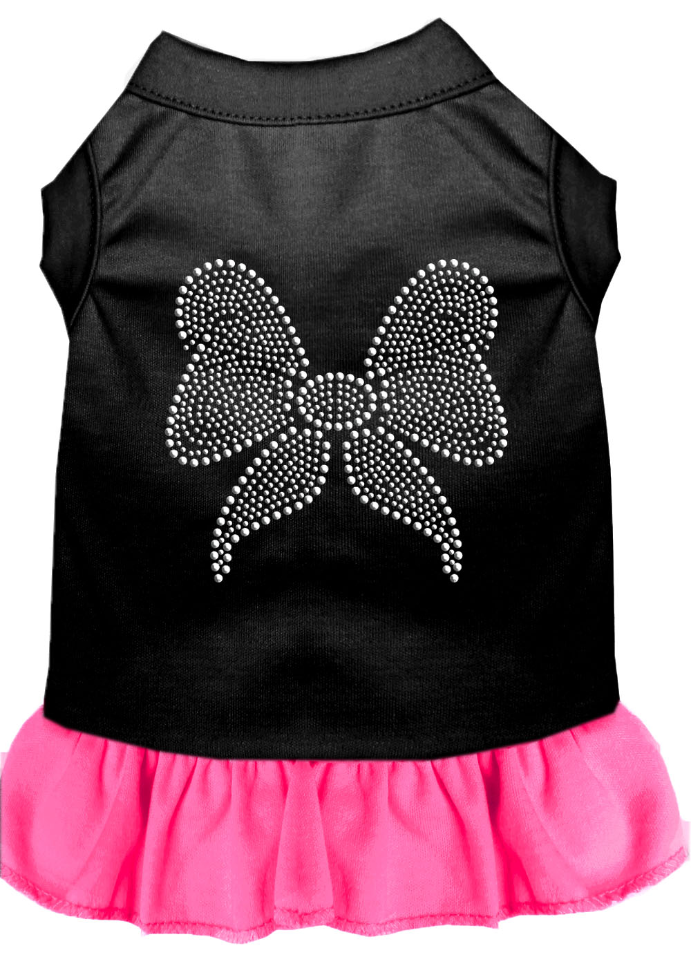 Rhinestone Bow Dress Black With Bright Pink Xs Default Title