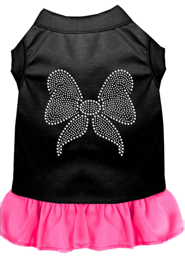 Rhinestone Bow Dress Black With Bright Pink Xs Default Title