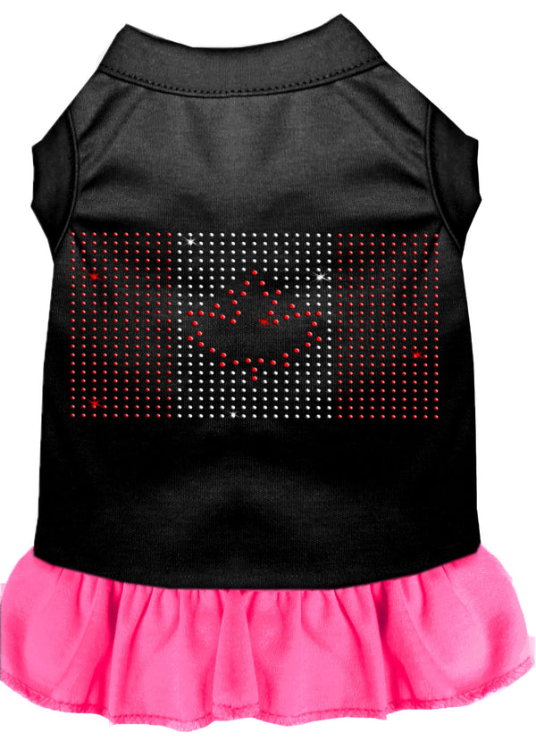 Rhinestone Canadian Flag Dress Black With Bright Pink Sm Default Title