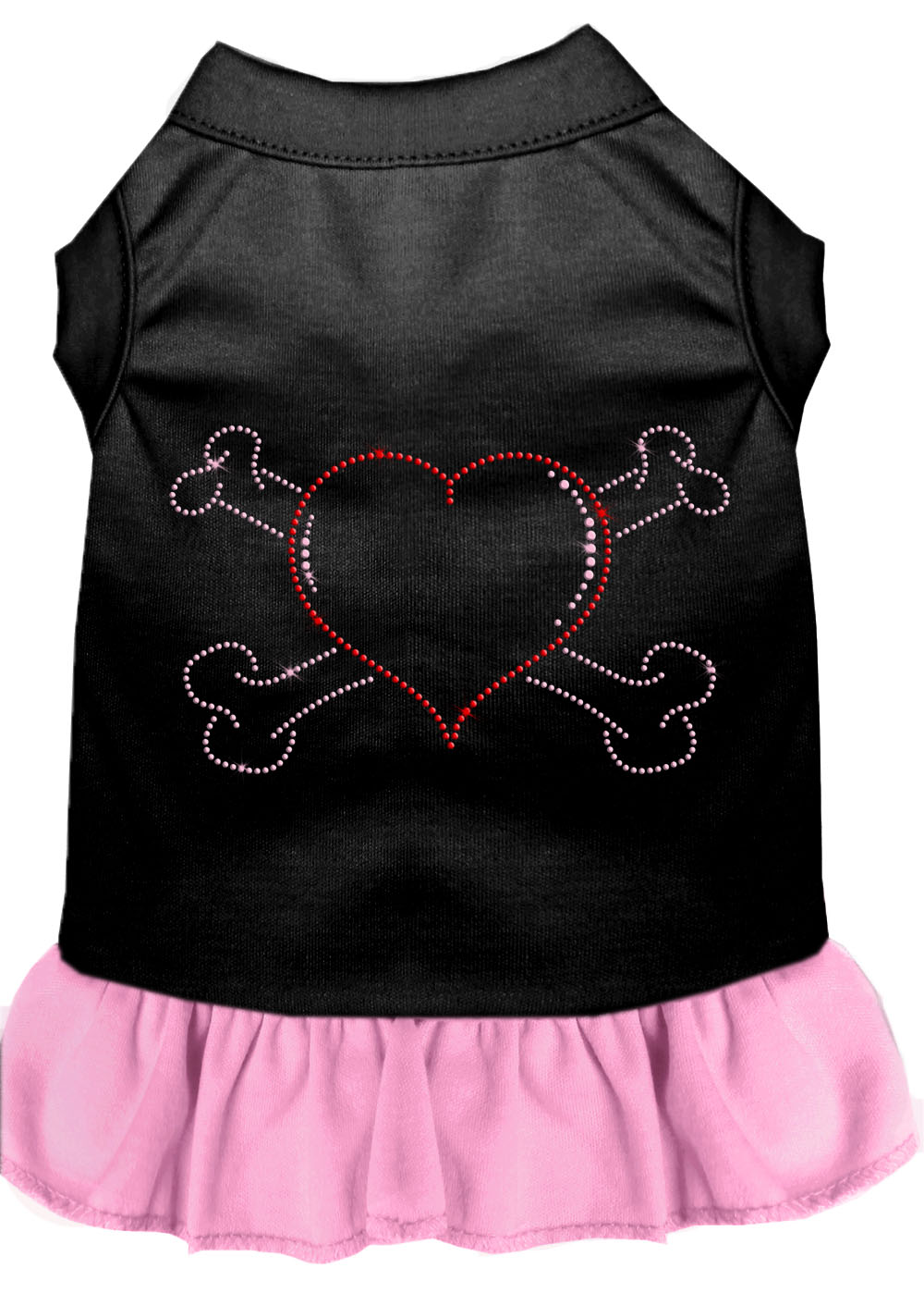 Rhinestone Heart And Crossbones Dress Black With Light Pink Lg Default Title