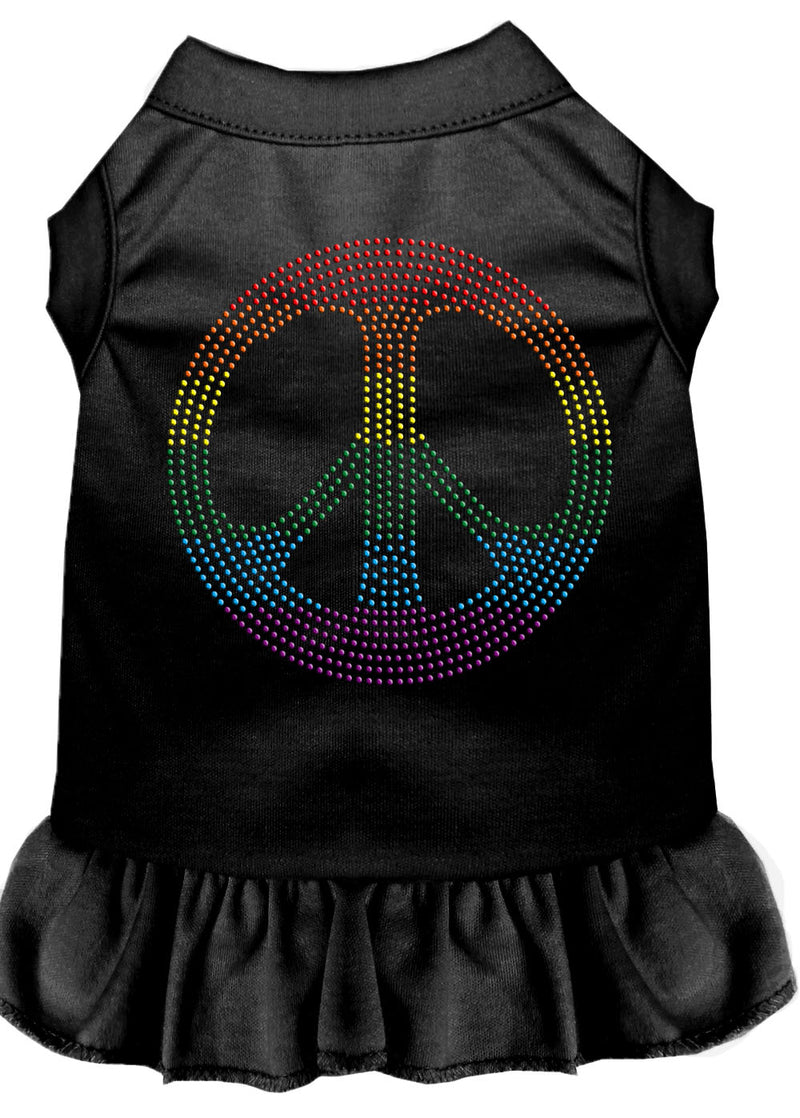 Rhinestone Rainbow Peace Dress Black Sm GreatEagleInc