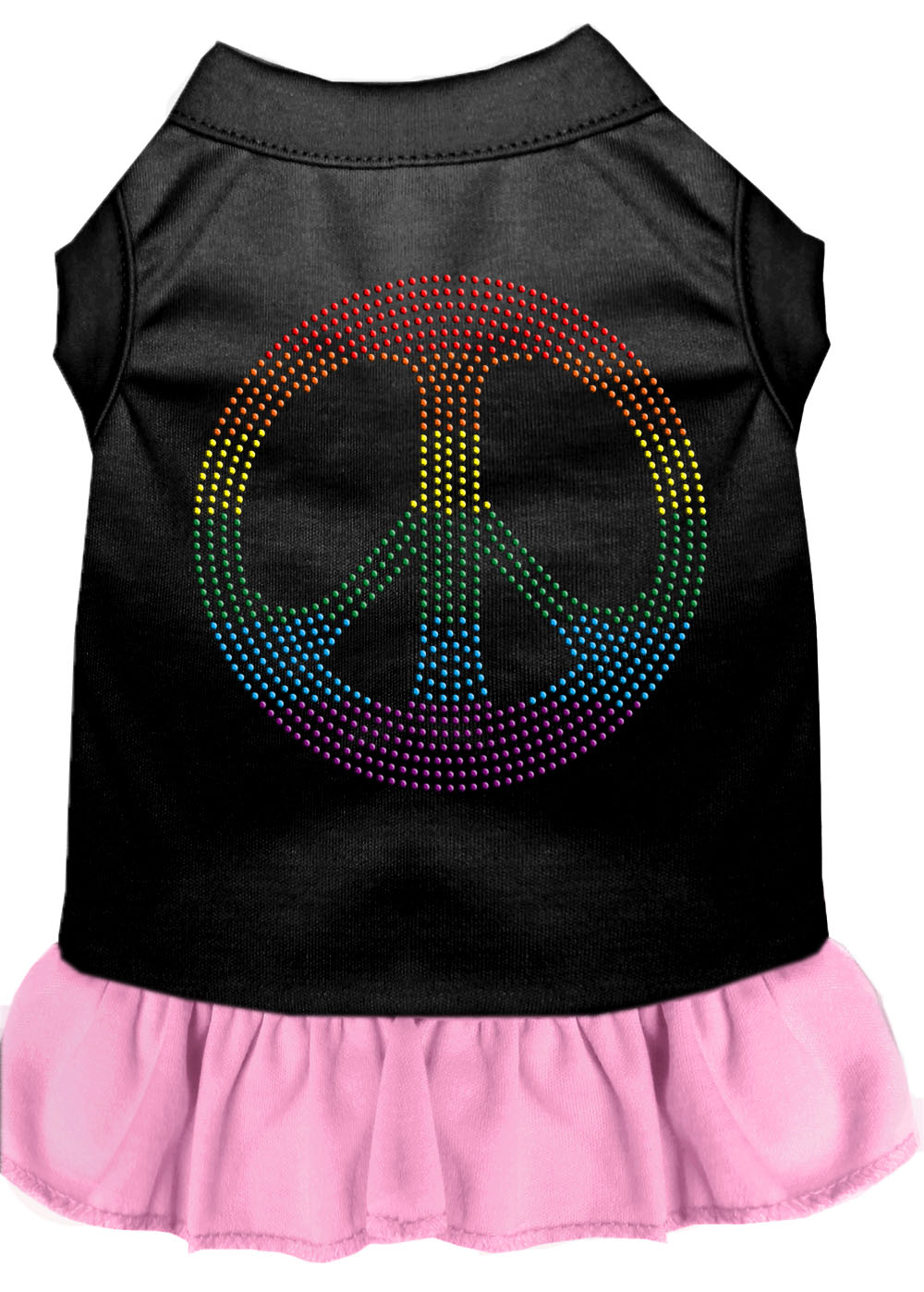 Rhinestone Rainbow Peace Dress Black With Light Pink Xxl GreatEagleInc