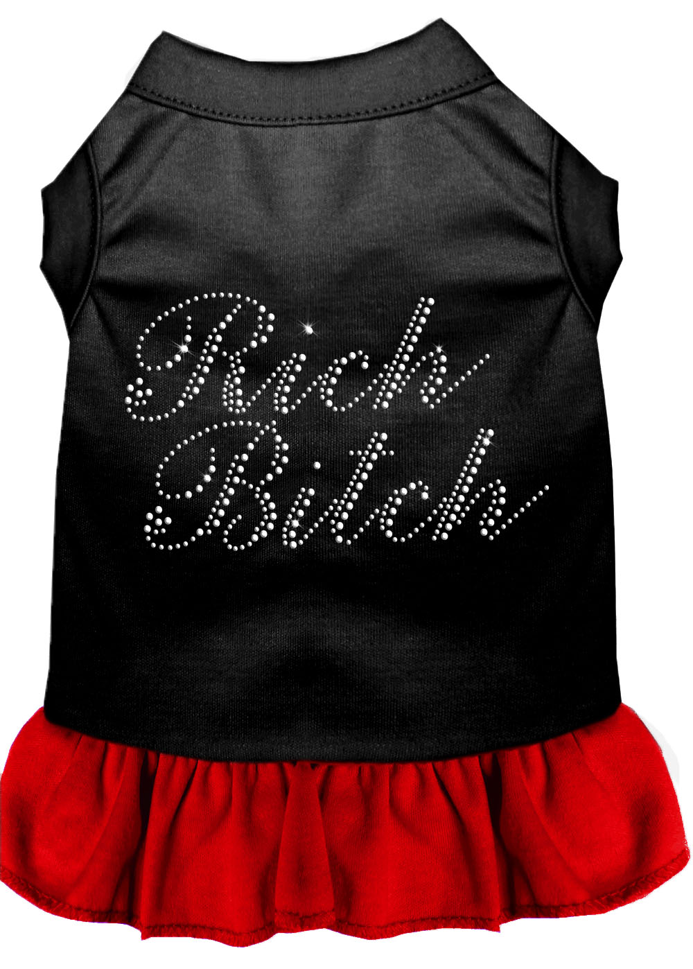 Rhinestone Rich Bitch Dress Black With Red Xl GreatEagleInc