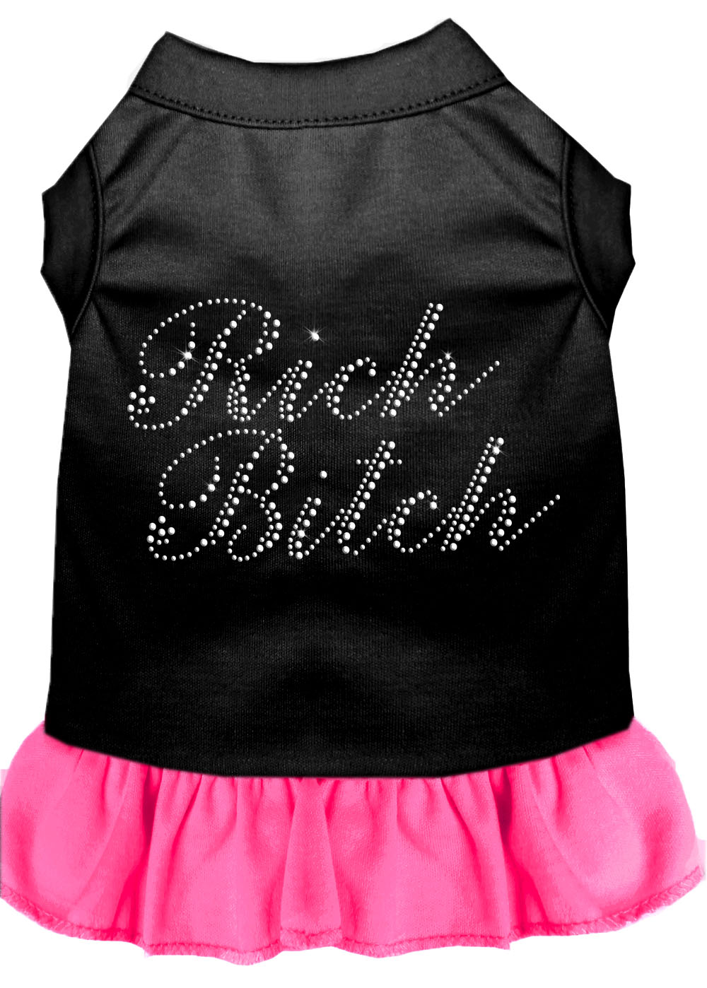 Rhinestone Rich Bitch Dress Black With Bright Pink Xxl GreatEagleInc