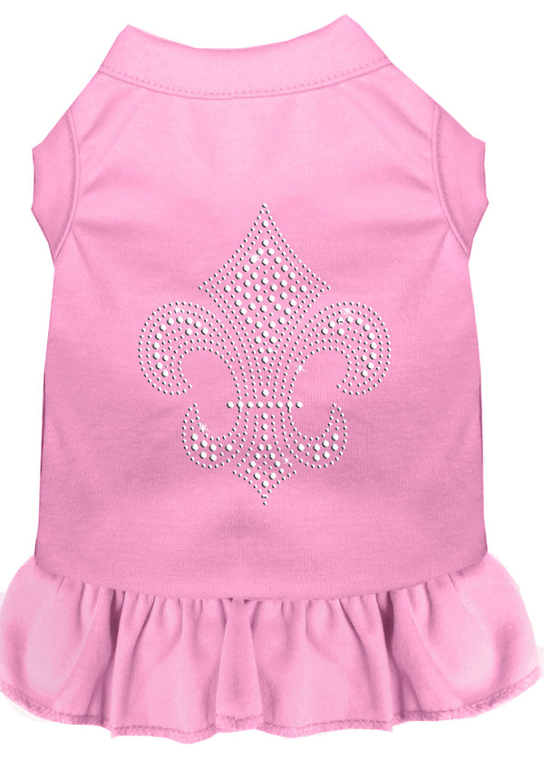 Silver Fleur De Lis Rhinestone Dress Light Pink 4x GreatEagleInc