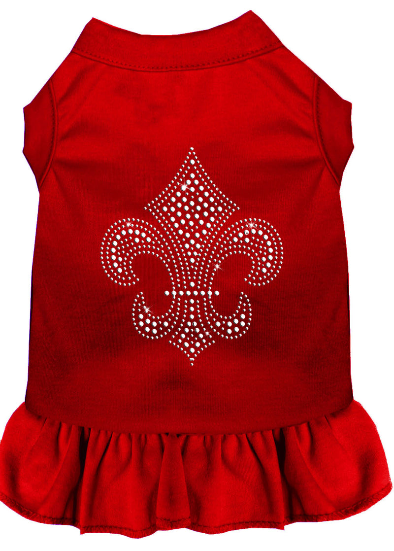 Silver Fleur De Lis Rhinestone Dress Red 4x GreatEagleInc