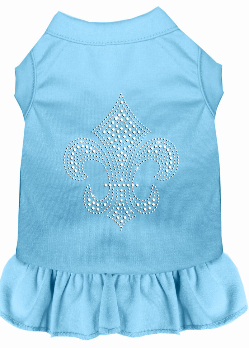 Silver Fleur De Lis Rhinestone Dress Baby Blue Lg GreatEagleInc