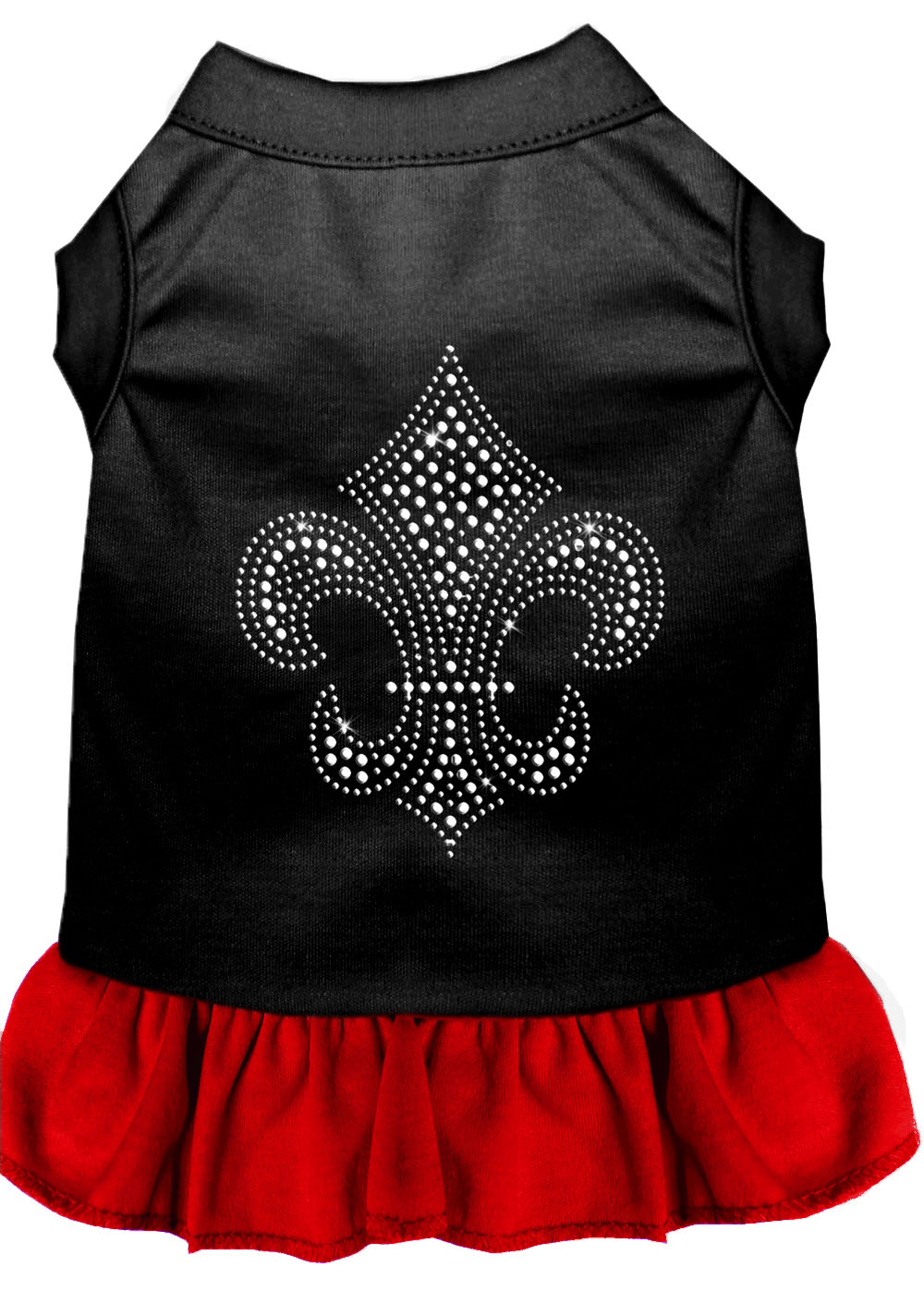 Silver Fleur De Lis Rhinestone Dress Black With Red Xl GreatEagleInc