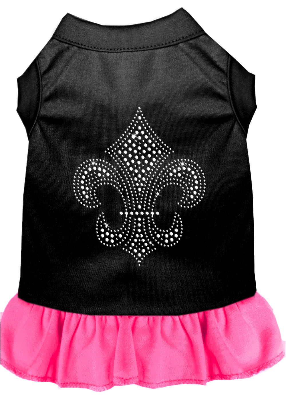 Silver Fleur De Lis Rhinestone Dress Black With Bright Pink Xxxl GreatEagleInc