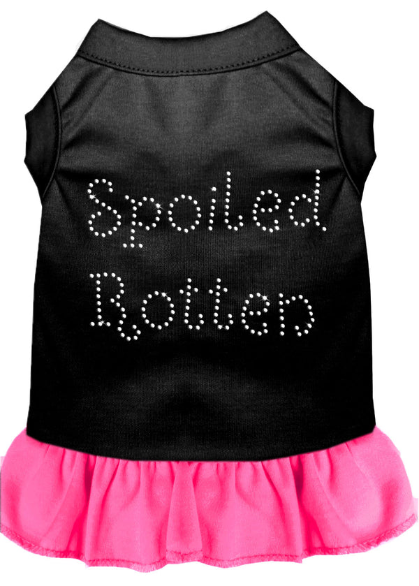 Spoiled Rotten Rhinestone Dress Black With Bright Pink Lg GreatEagleInc