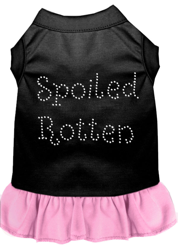 Spoiled Rotten Rhinestone Dress Black With Light Pink Sm GreatEagleInc