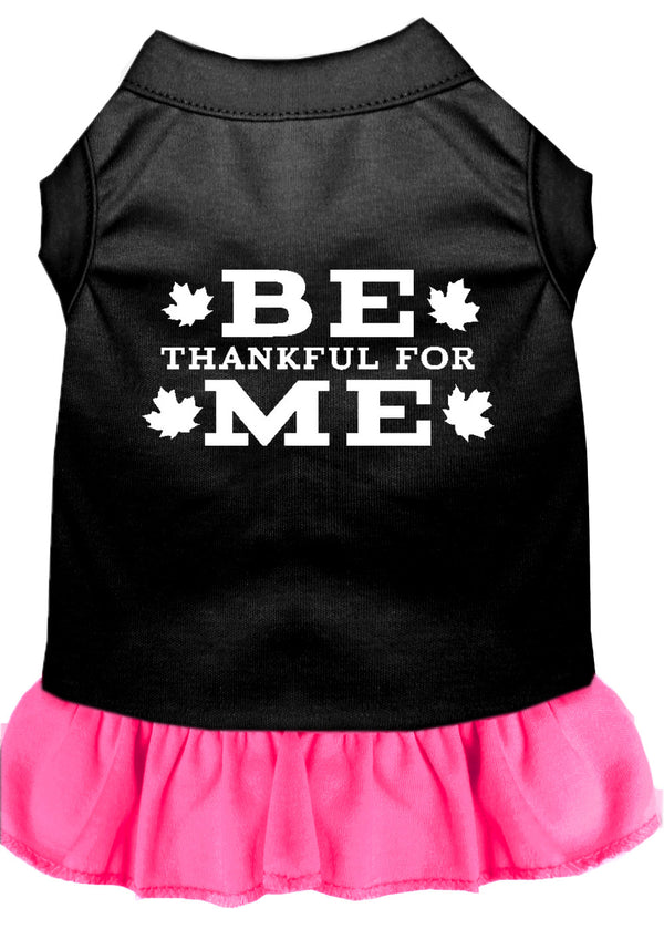 Be Thankful For Me Screen Print Dress Black With Bright Pink Xs Default Title