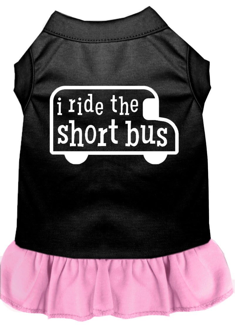 I Ride The Short Bus Screen Print Dress Black With Light Pink Xs GreatEagleInc