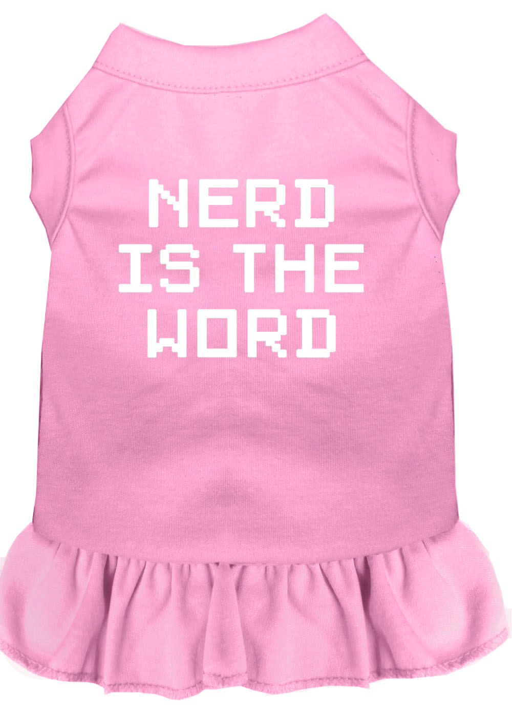 Nerd Is The Word Screen Print Dress Light Pink Lg GreatEagleInc