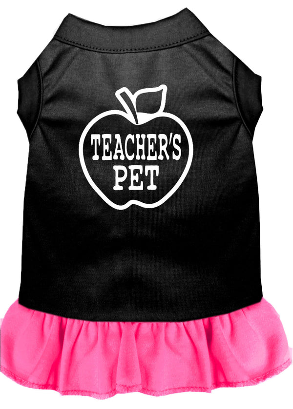 Teachers Pet Screen Print Dress Black With Bright Pink Lg GreatEagleInc