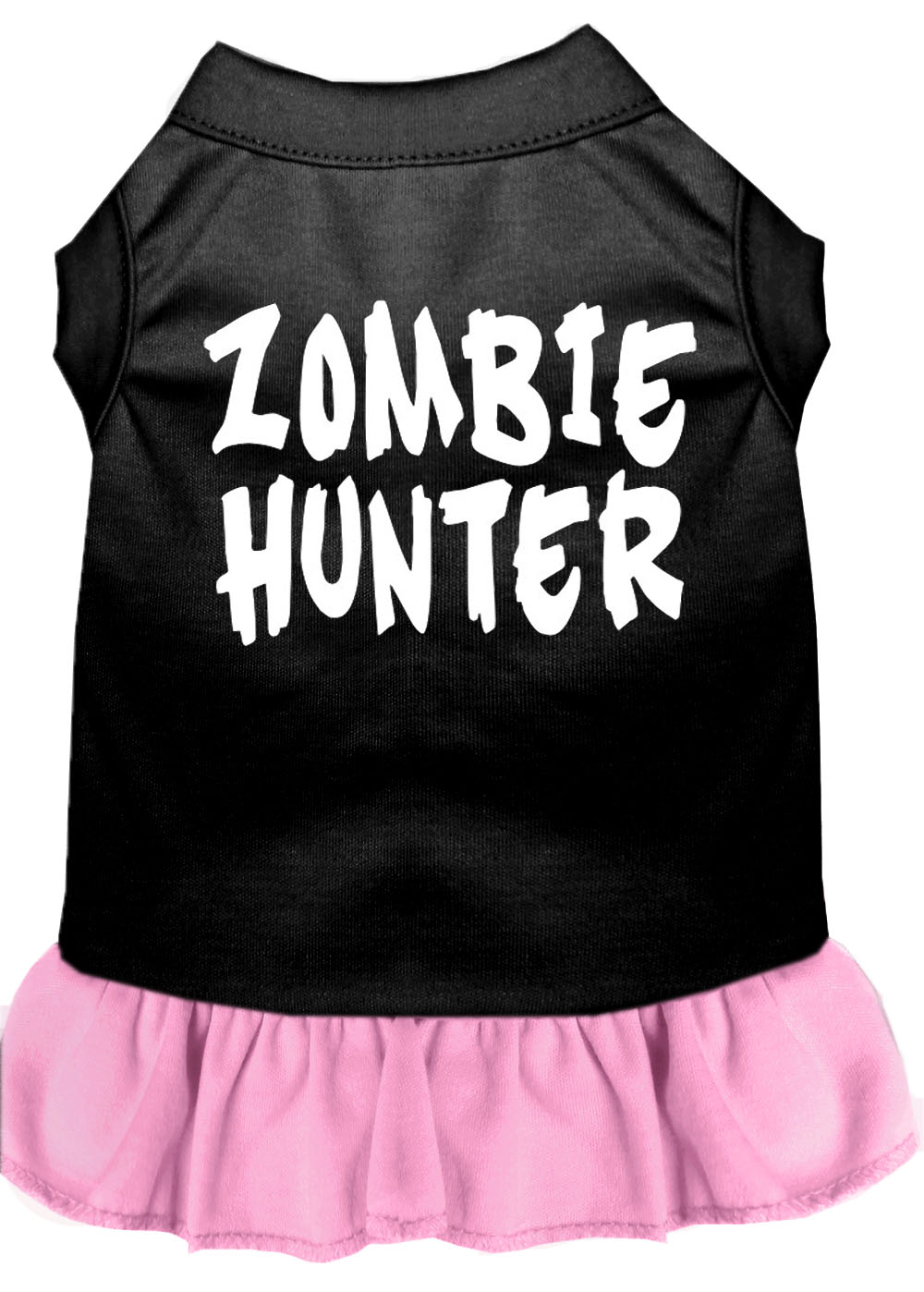 Zombie Hunter Screen Print Dress Black With Light Pink Lg GreatEagleInc