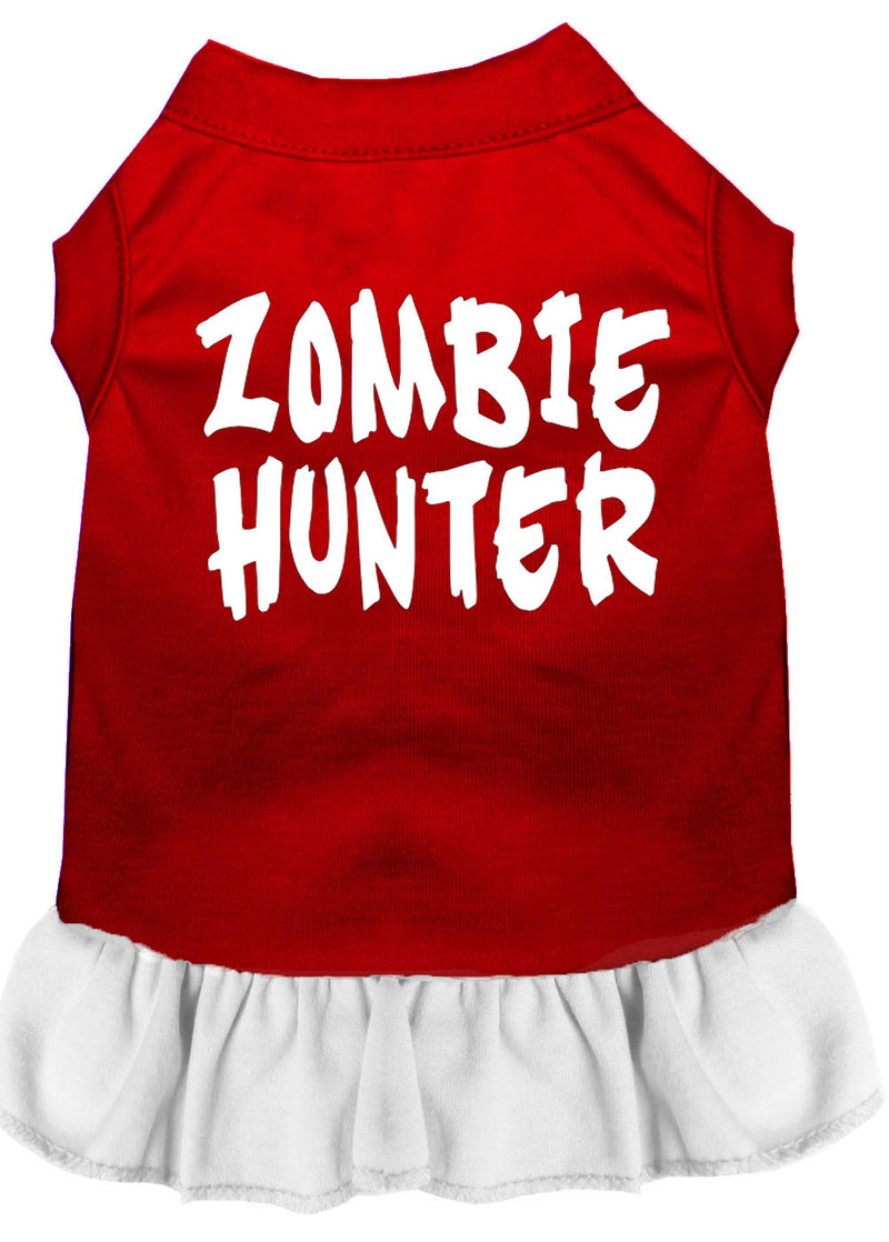 Zombie Hunter Screen Print Dress Red With White Lg GreatEagleInc