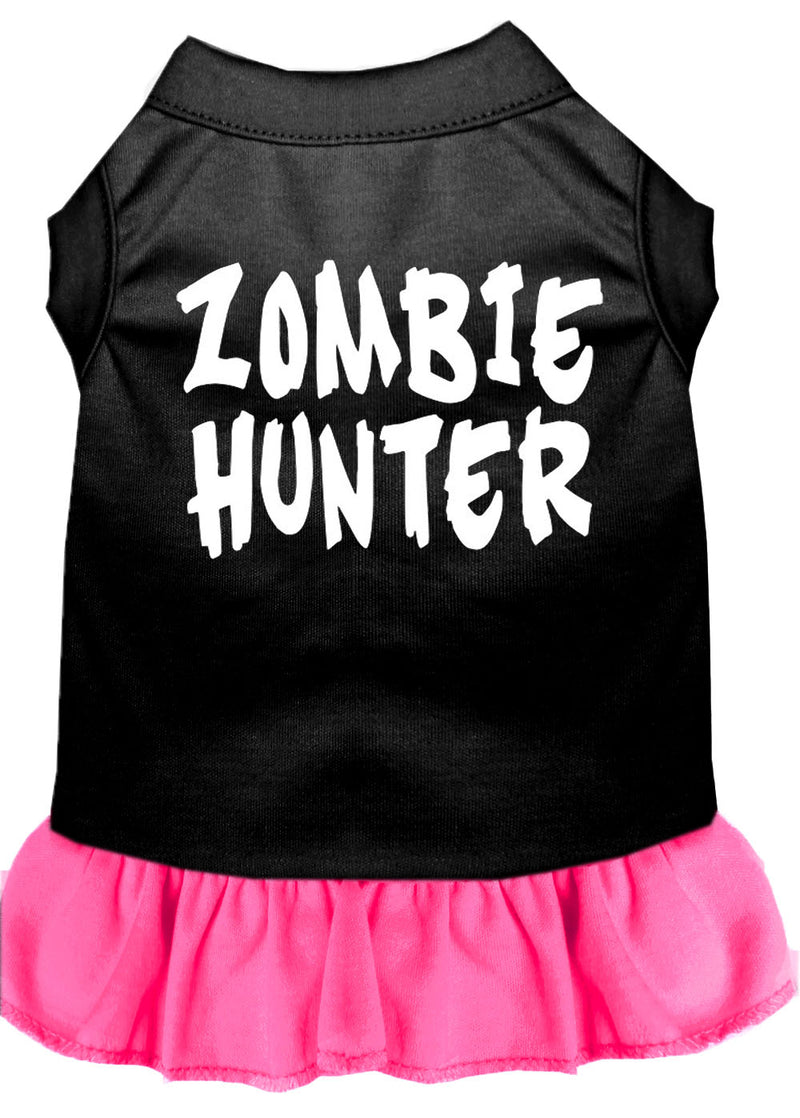 Zombie Hunter Screen Print Dress Black With Bright Pink Sm GreatEagleInc