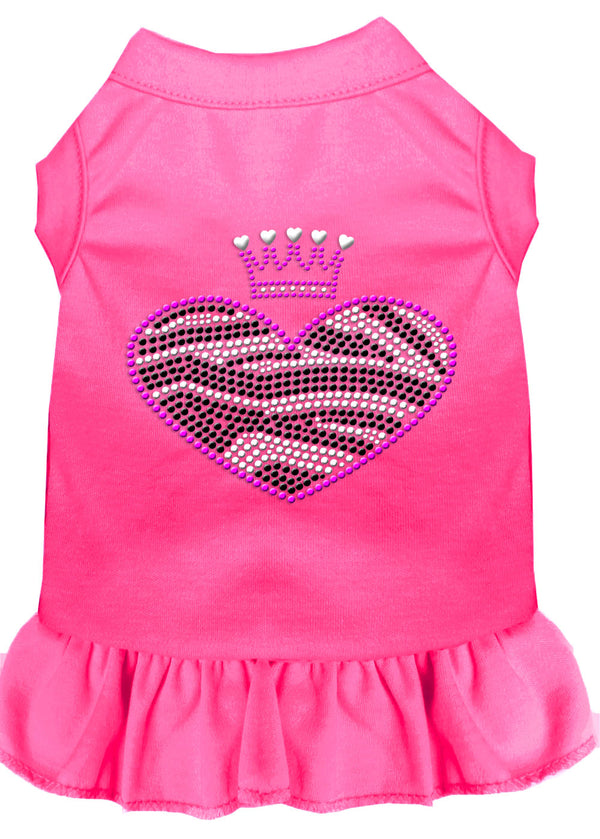 Zebra Heart Rhinestone Dress Bright Pink 4x GreatEagleInc