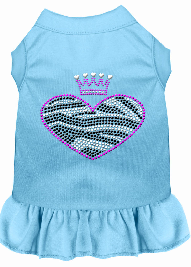 Zebra Heart Rhinestone Dress Baby Blue Lg GreatEagleInc