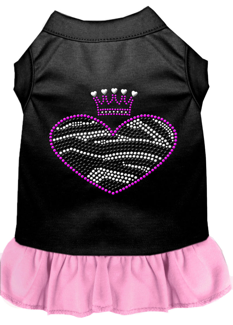 Zebra Heart Rhinestone Dress Black With Light Pink Xl GreatEagleInc