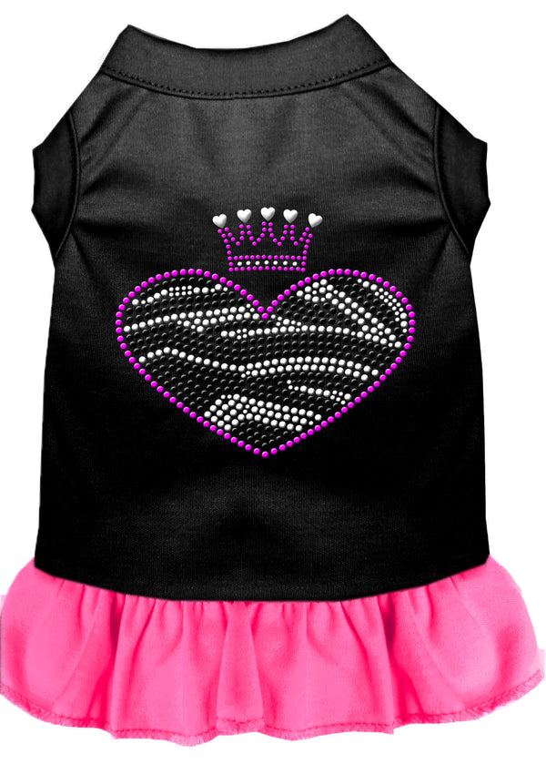 Zebra Heart Rhinestone Dress Black With Bright Pink Xl GreatEagleInc