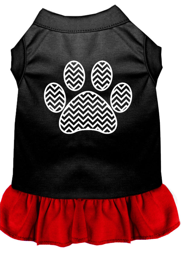 Chevron Paw Screen Print Dress Black With Red Xl Default Title