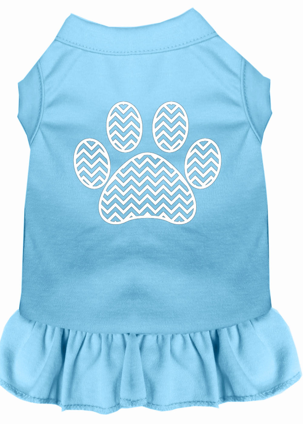 Chevron Paw Screen Print Dress Baby Blue Xxl Default Title