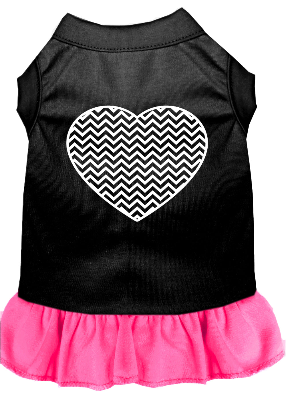 Chevron Heart Screen Print Dress Black With Bright Pink Sm GreatEagleInc