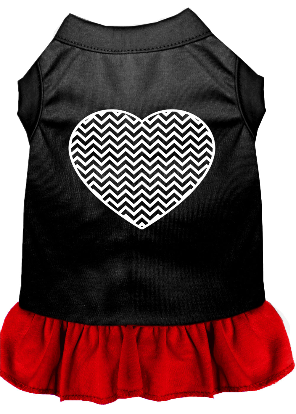 Chevron Heart Screen Print Dress Black With Red Xs GreatEagleInc