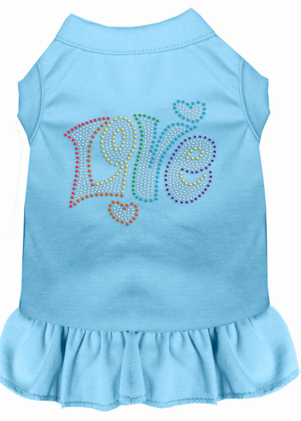 Technicolor Love Rhinestone Pet Dress Baby Blue 4x GreatEagleInc