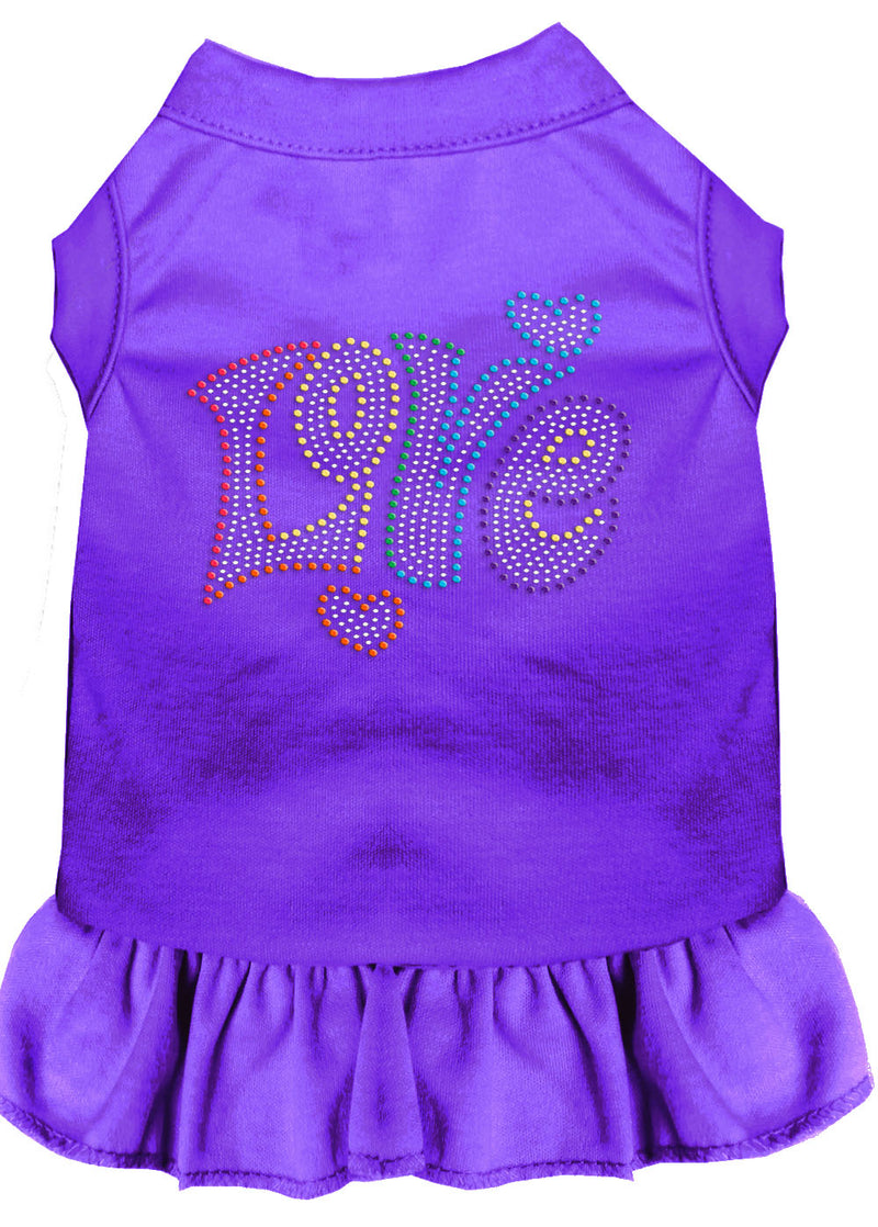 Technicolor Love Rhinestone Pet Dress Purple 4x GreatEagleInc