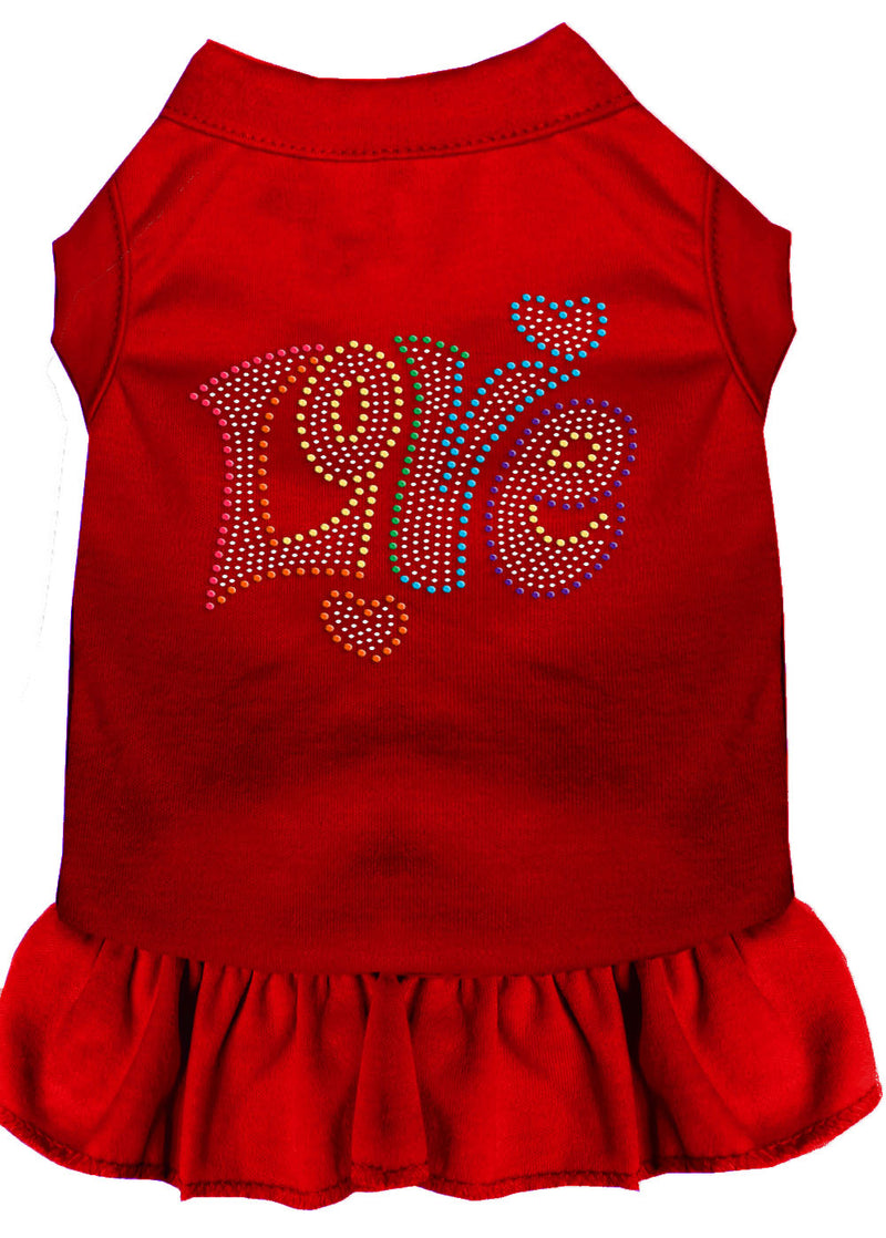 Technicolor Love Rhinestone Pet Dress Red 4x GreatEagleInc