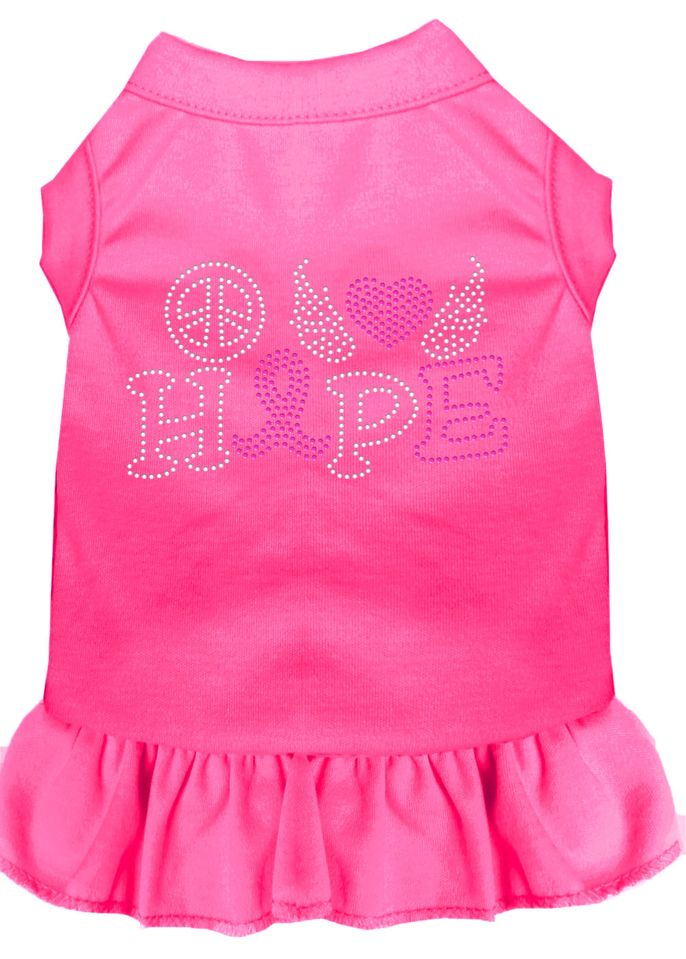 Peace Love Hope Breast Cancer Rhinestone Pet Dress Bright Pink Lg GreatEagleInc