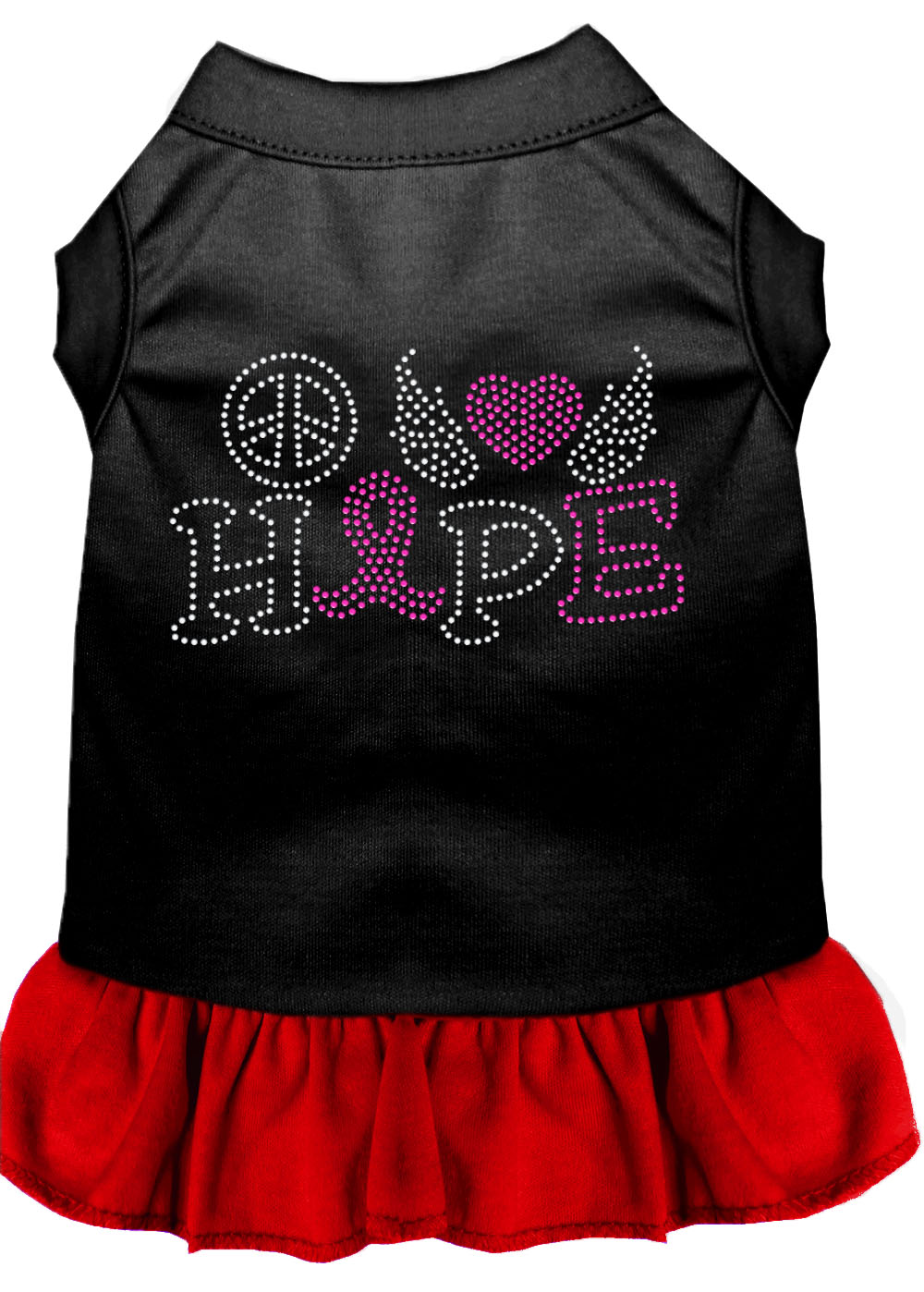 Peace Love Hope Breast Cancer Rhinestone Pet Dress Black With Red Med GreatEagleInc