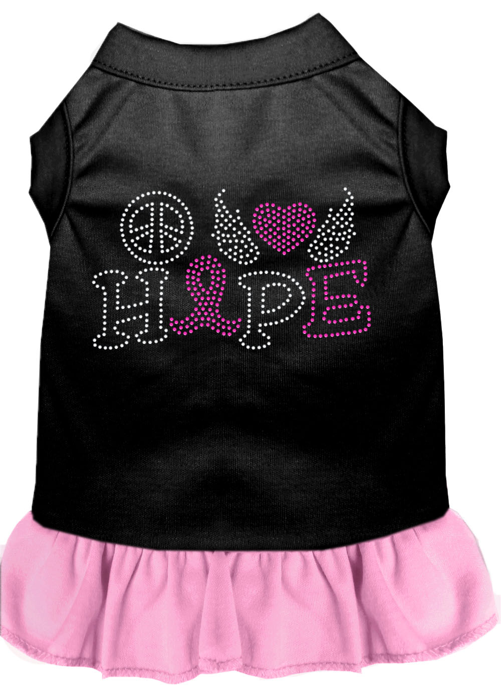 Peace Love Hope Breast Cancer Rhinestone Pet Dress Black With Light Pink Xxxl GreatEagleInc