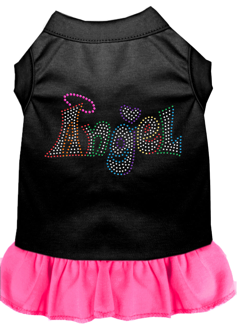 Technicolor Angel Rhinestone Pet Dress Black With Bright Pink Xl GreatEagleInc